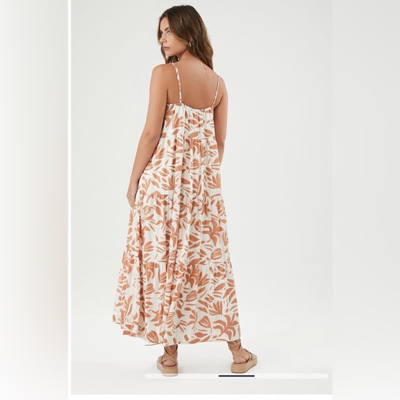 Satin Leaf Print Maxi Shift Dress - Picture 2 of 5